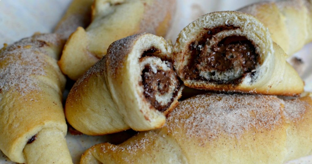 cut open nutella crescent rolls