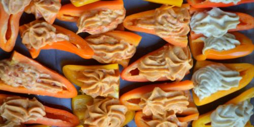 Healthy and Delicious Appetizers: Mini Bell Peppers w/ Hummus & Caprese Salad on a Stick