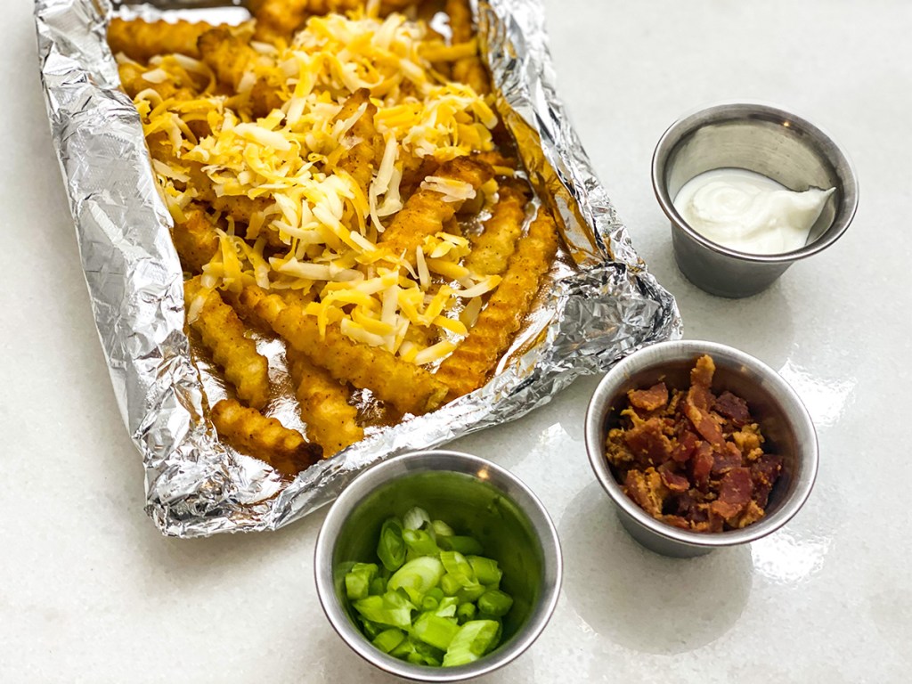 loaded grilling fries with toppings
