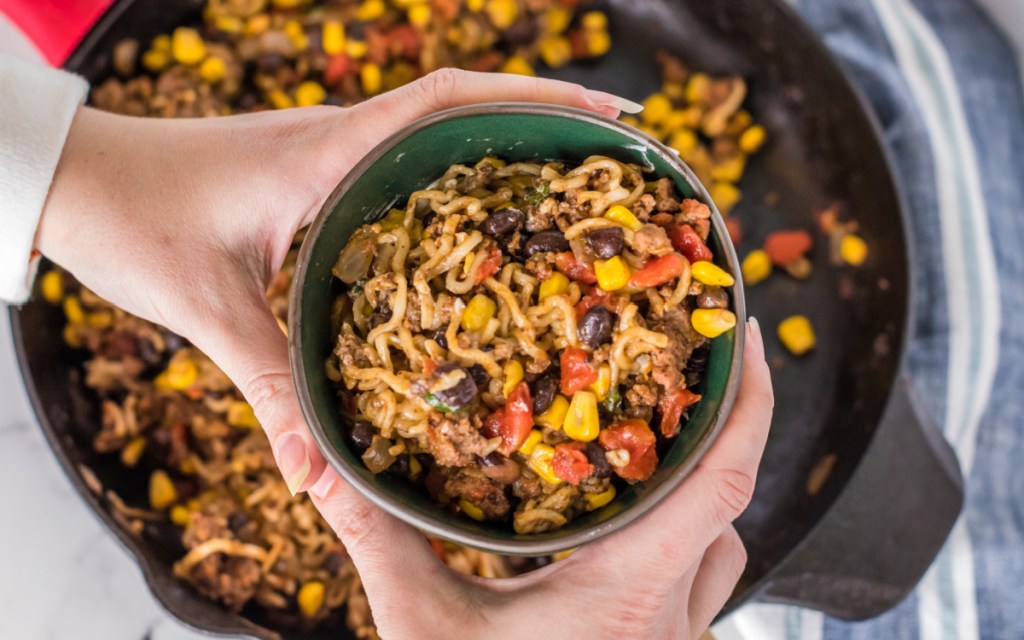 ramen noodle taco bowl