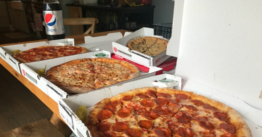 papa johns on table