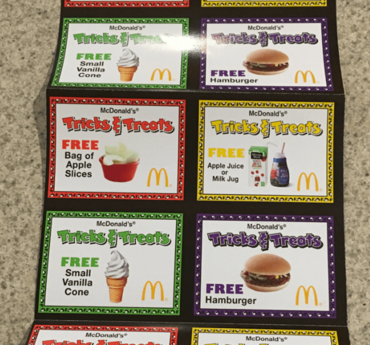 halloween trick or treat coupon book from mcdonalds