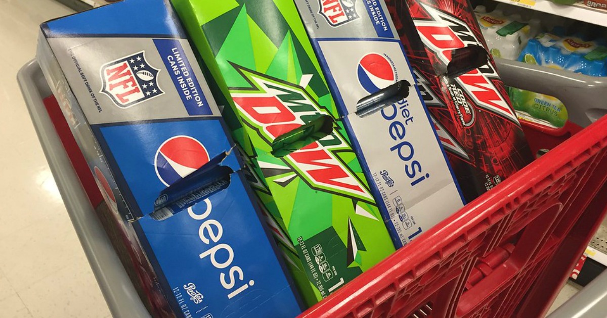 pepsi 12-packs in a Target cart