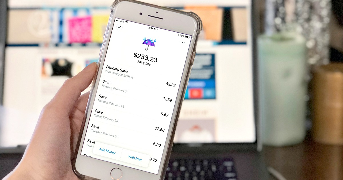 smartphone with the digit app rainy day fund