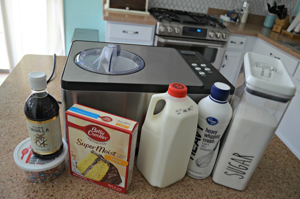 ingredients and ice cream maker