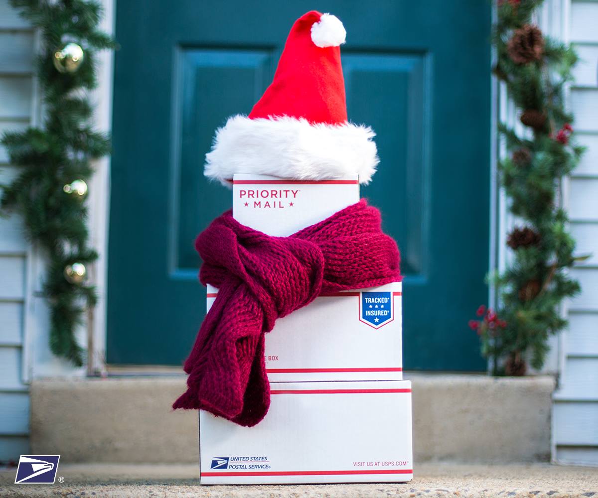 USPS holiday package which arrived before the christmas shipping deadlines
