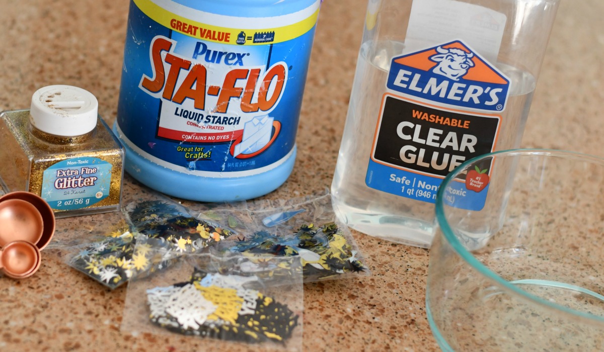 DIY New Year's Eve slime ingredients