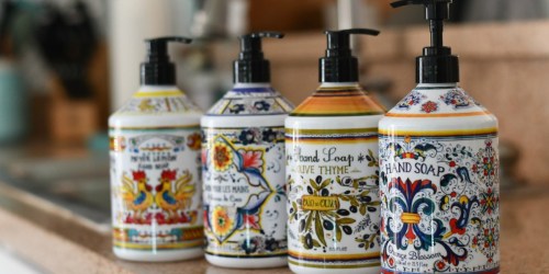 Italian Deruta Hand Soap Bottles 4-Pack Just $9.99 at Costco (Only $2.50 Per Large Bottle)