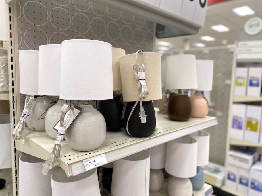 lamps on shelf in target store