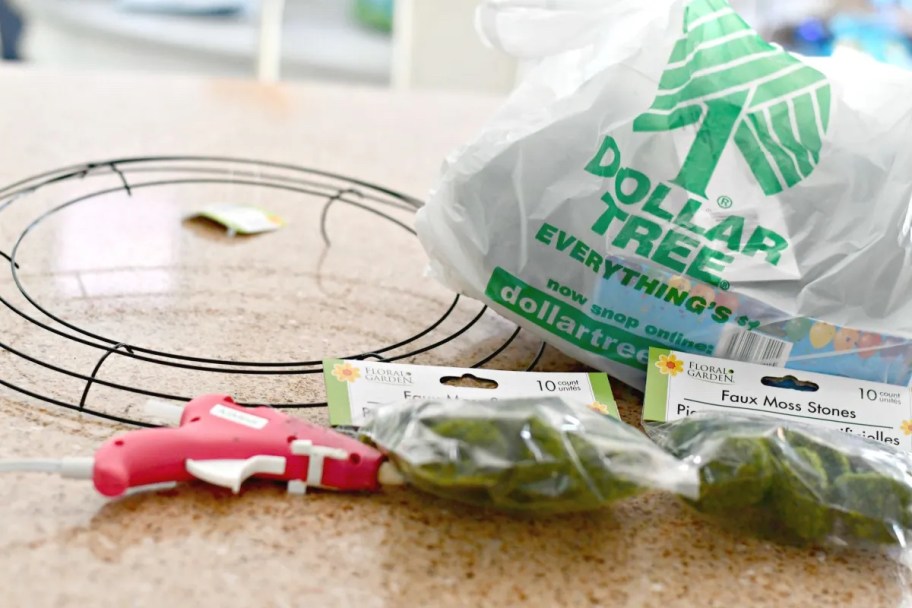 dollar tree bag and crafting materials