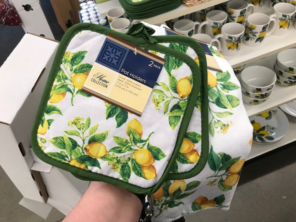 Lemon Dollar Tree Pot Holders and Towel