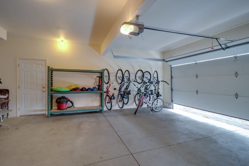 bikes hanging in the garage 