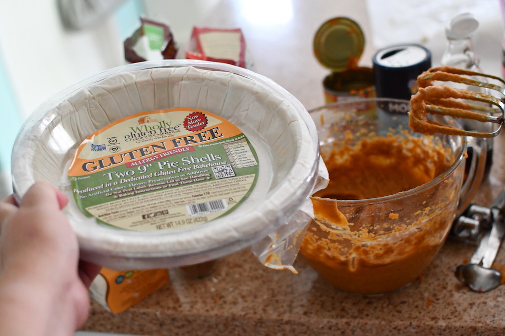 holding gluten-free pie crust