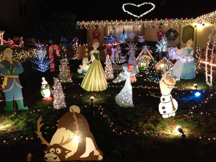 house front yard decked out with tons of festive christmas decorations