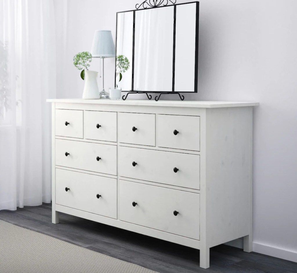 white hemnes dresser with mirror