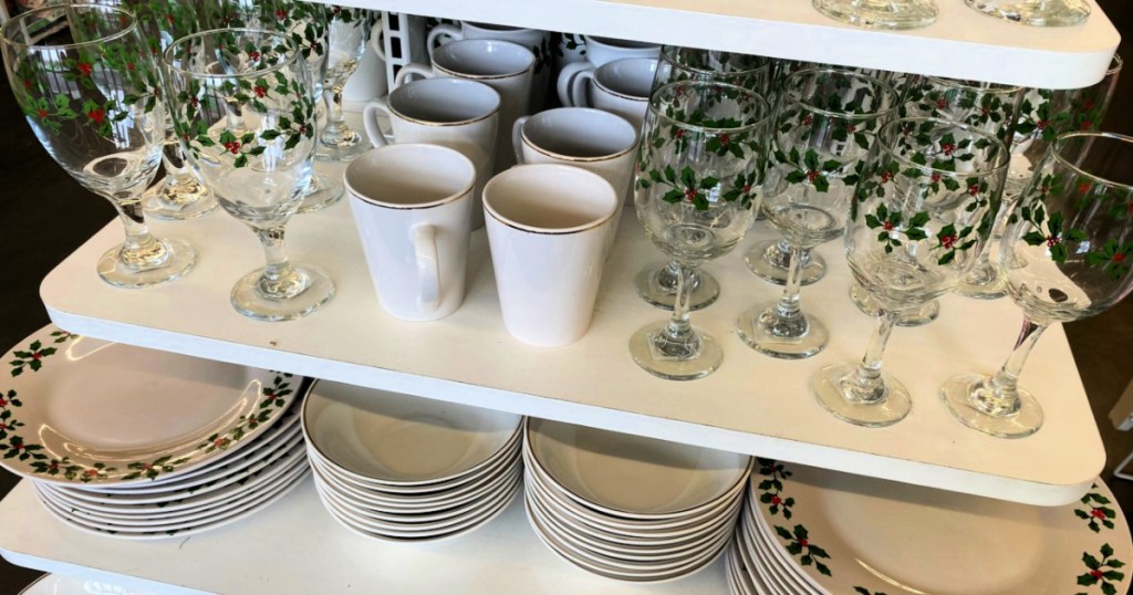Holiday plates and glasses at Dollar Tree