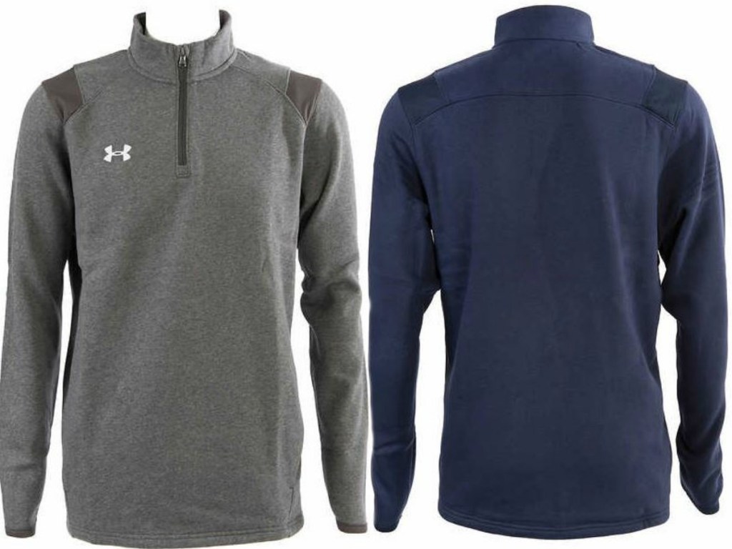 2 long sleeve shirts with part zipper on white background