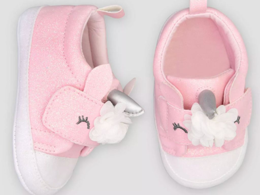 pair of pink target babu girl unicorn sneakers