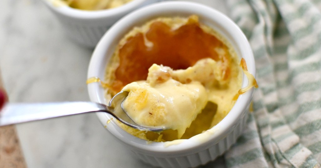 spoonful of homemade creme brulee