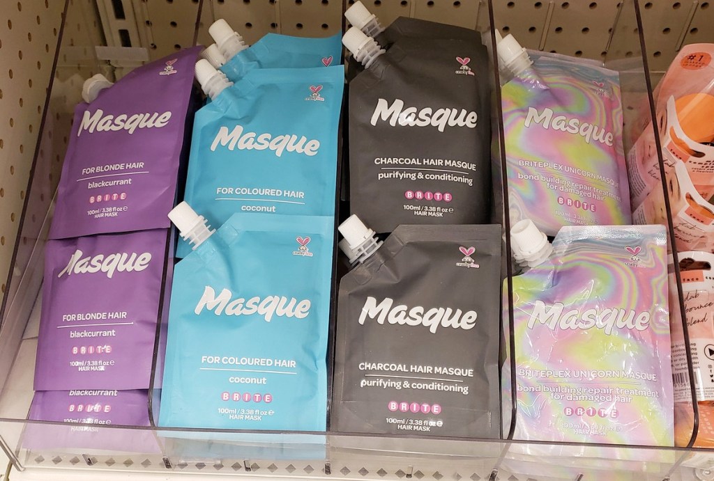 store display of various Brite Hair Masques