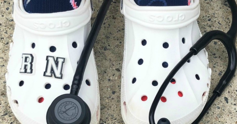 pair of white crocs