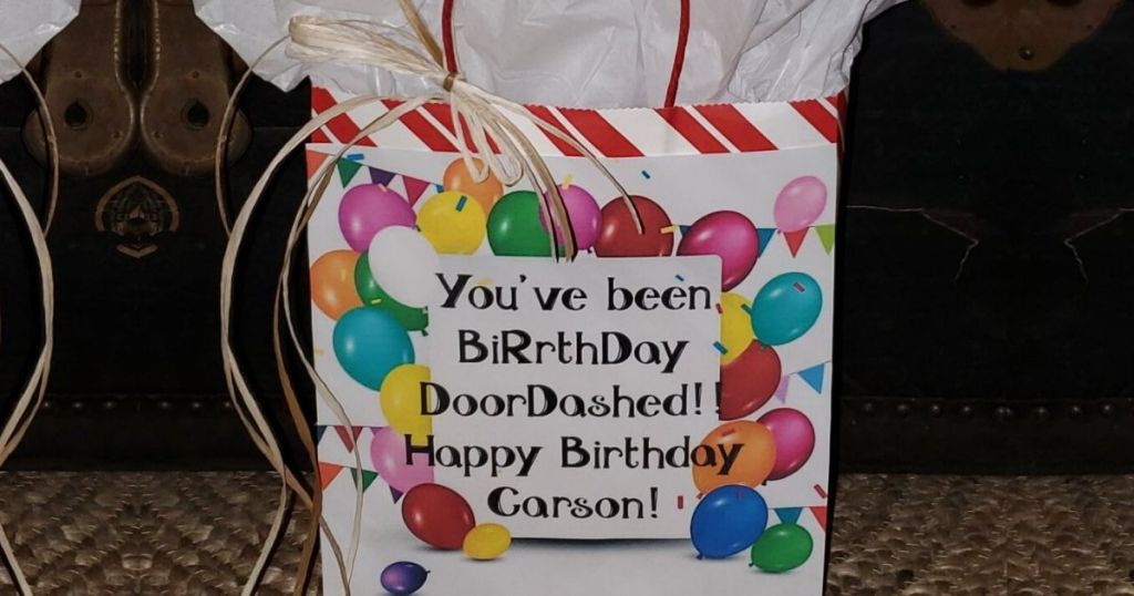 birthday gift bag with tissue paper
