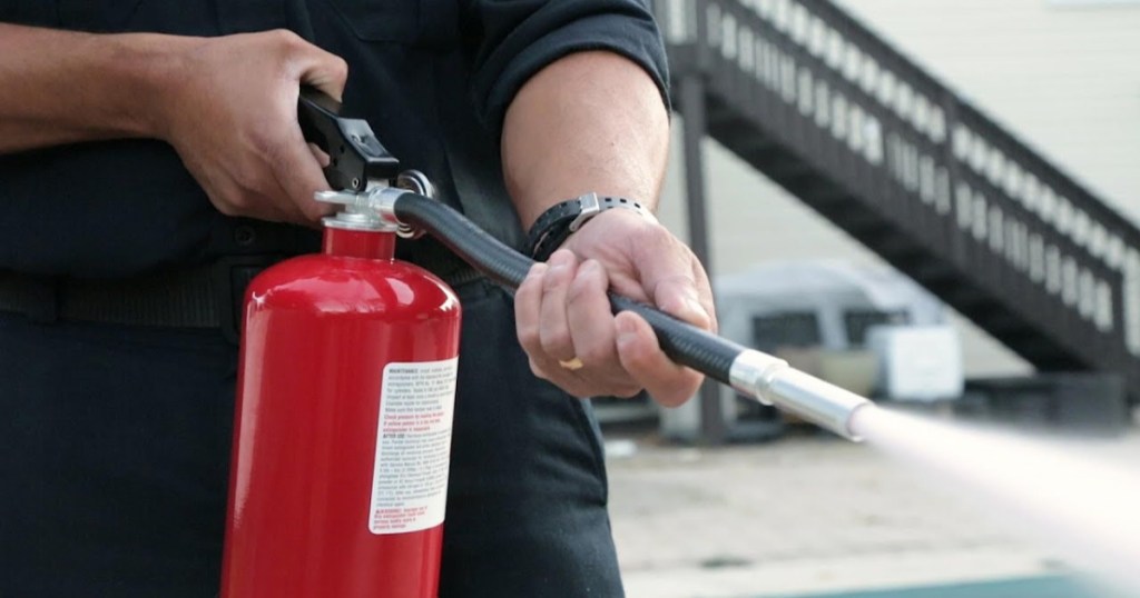 fire extinguisher in use