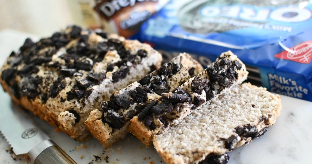 loaf of oreo ice cream bread