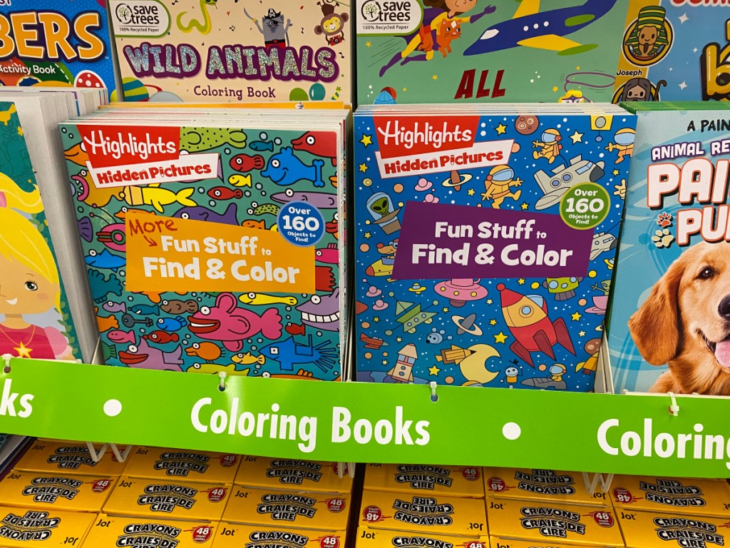 magazine rack at store with children's books