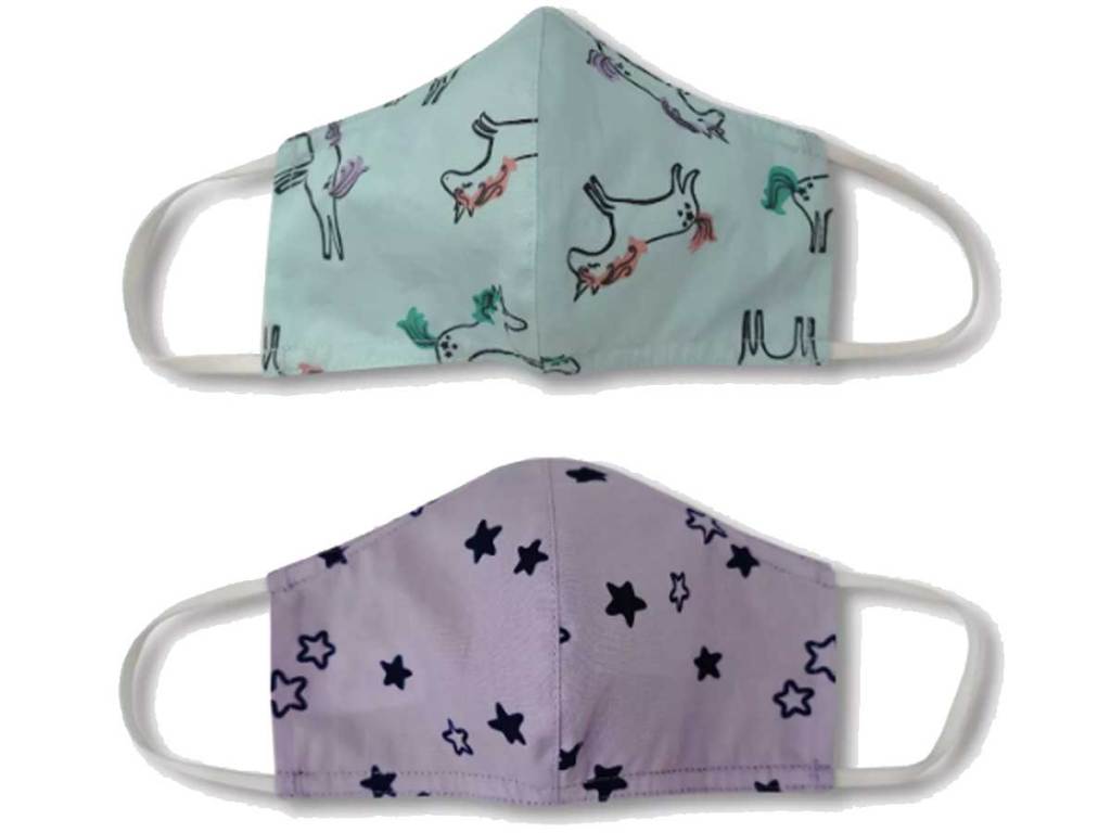 stock images of kids face masks with unicorns and stars