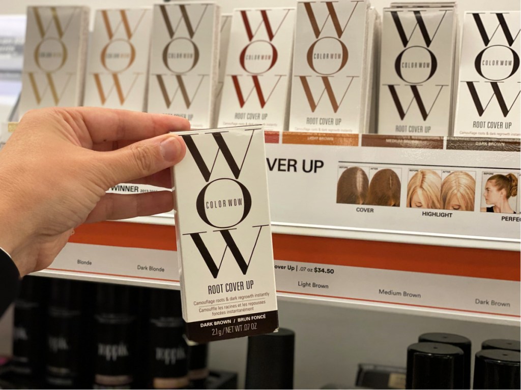 Color WOW Root Cover Up in hand at ULTA
