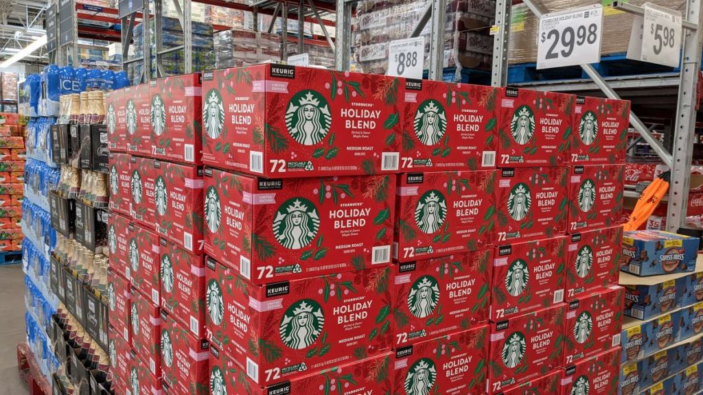 palette of Starbucks coffee at Sam's Club