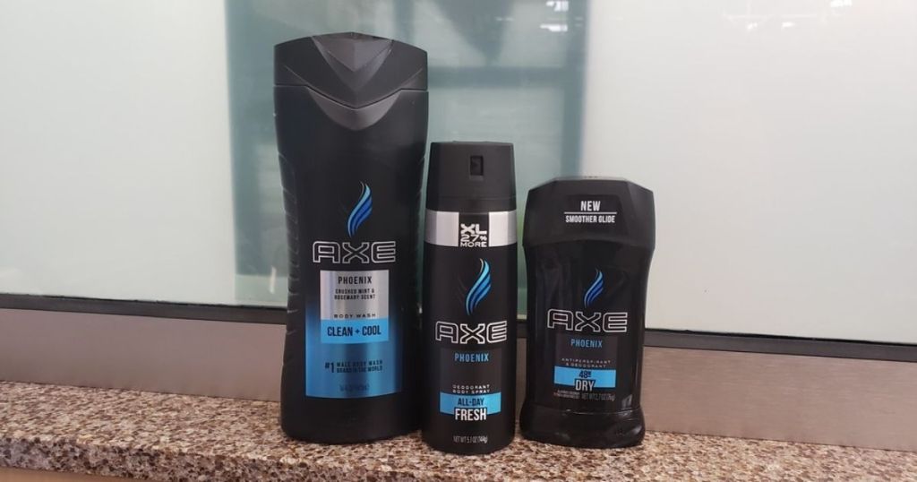 Axe body wash spray and deodorant on display