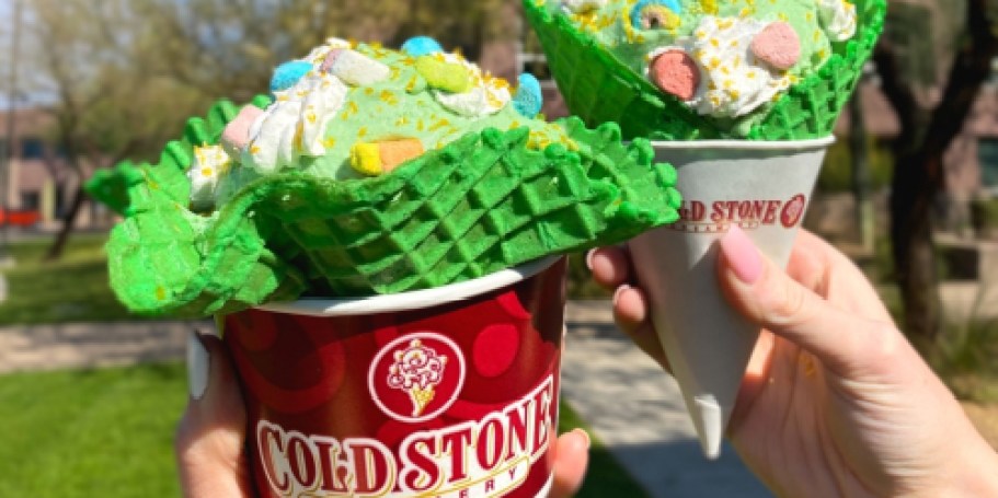 Coldstone Lucky Charms Ice Cream & Green Waffle Cones Are Back