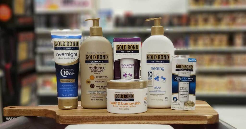 lotions and products on shelf in store