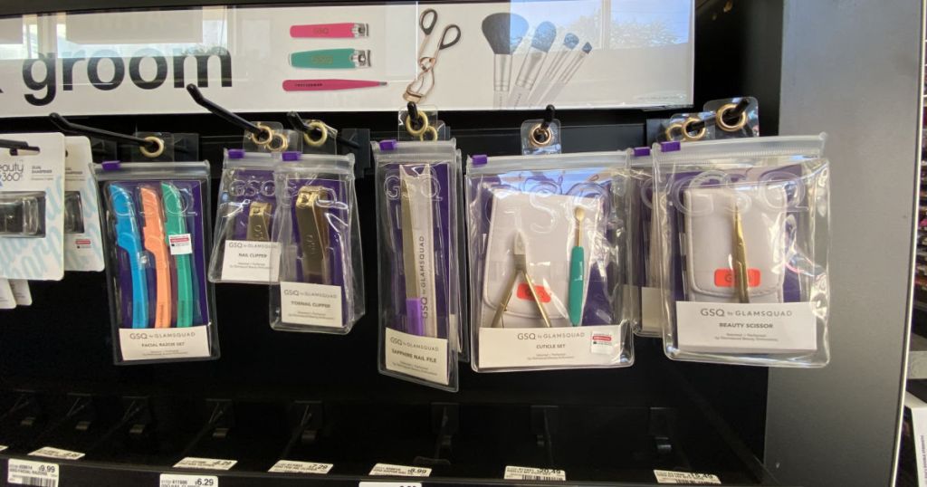 beauty tools on shelf