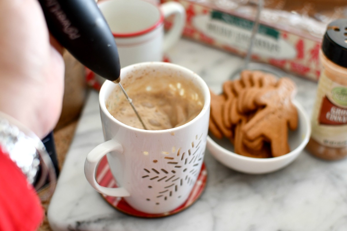 using a hand coffee whisk for latte