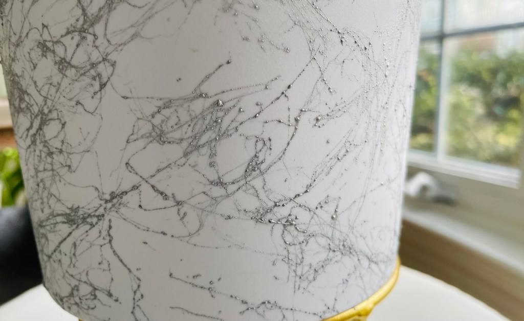 marble spray paint on white planter
