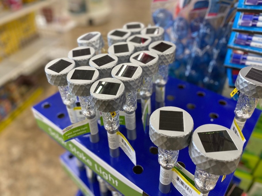 solar stake lights at Dollar Tree