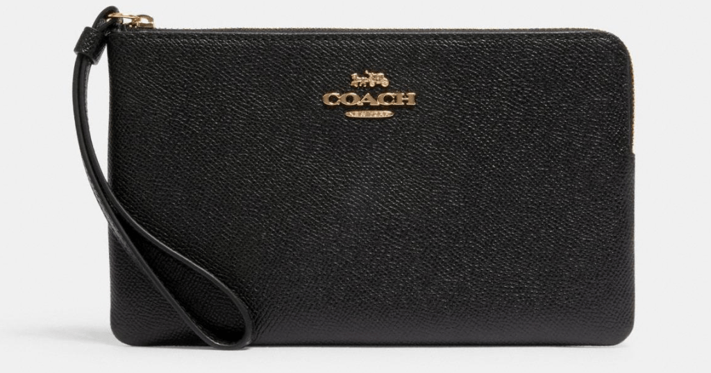 black COACH Corner Zip Wristlet