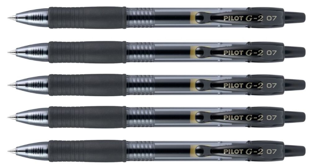 Pilot G2 Gel Retractable Roller Pen 5-Pack in black