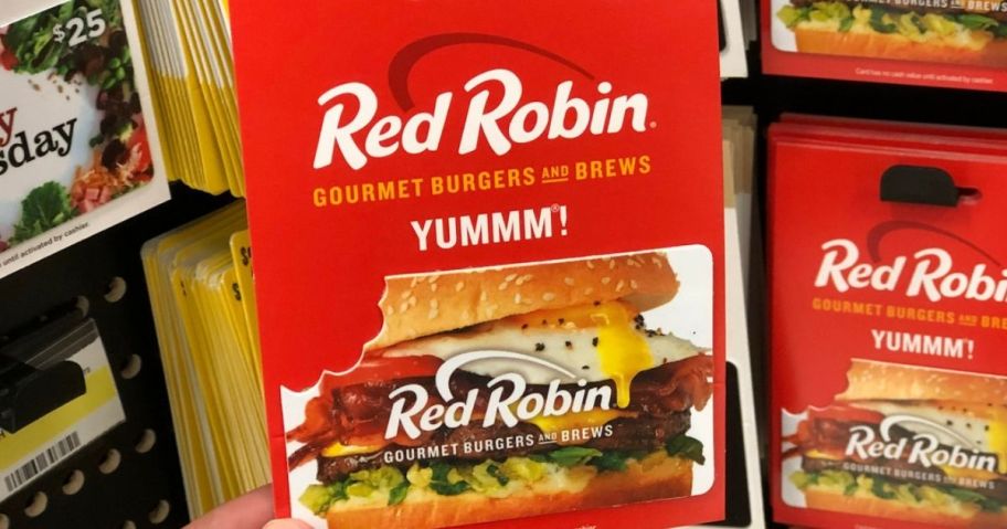 Red Robin Gift Card in hand in store