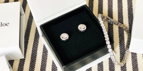 Cate & Chloe White Gold Plated Halo Stud Earrings Just $16.80 Shipped (7 Pretty Colors Available!)