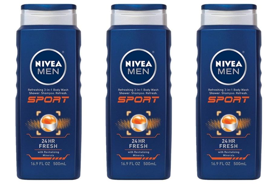 3 bottles Nivea Men Sport Body Wash