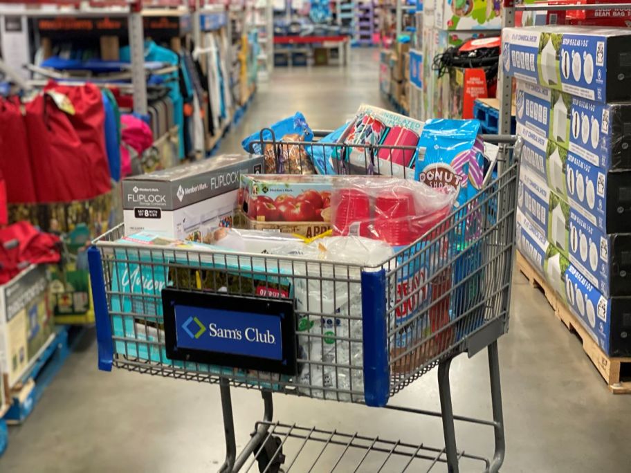 Sam's Club cart full of groceries