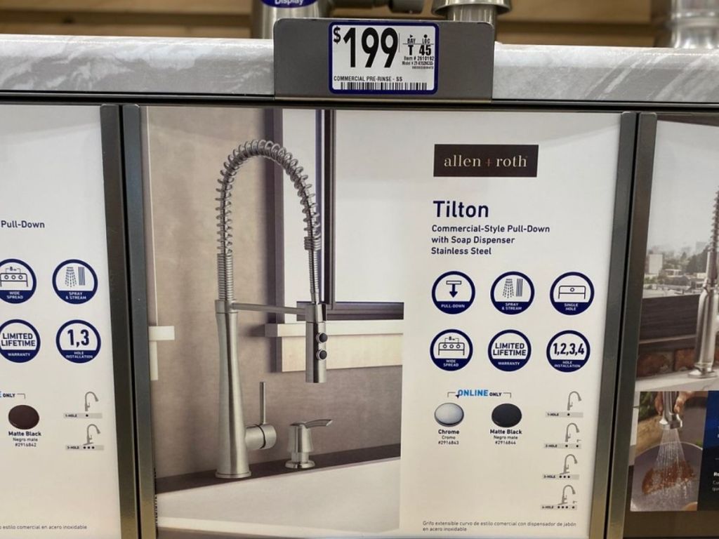 allen + roth Tilton Stainless Steel 1-Handle Deck-Mount Pull-Down Handle Kitchen Faucet (1)