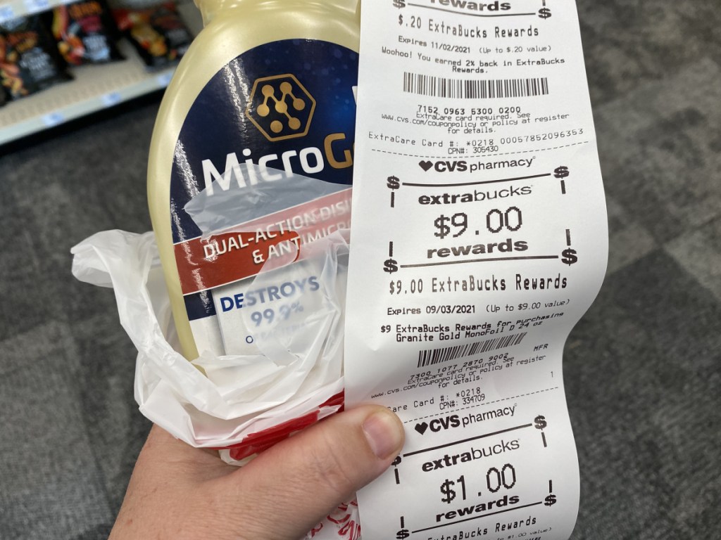 microgold spray in bag with receipt