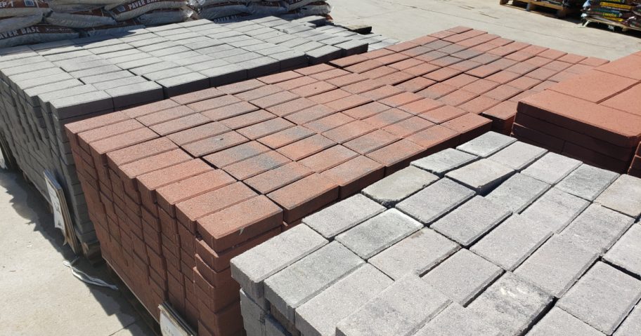 brick pavers stacked up outside