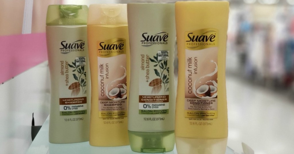 green and gold bottles of shampoo