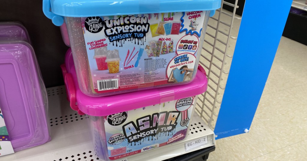 unicorn explosion and asmr sensory tubs